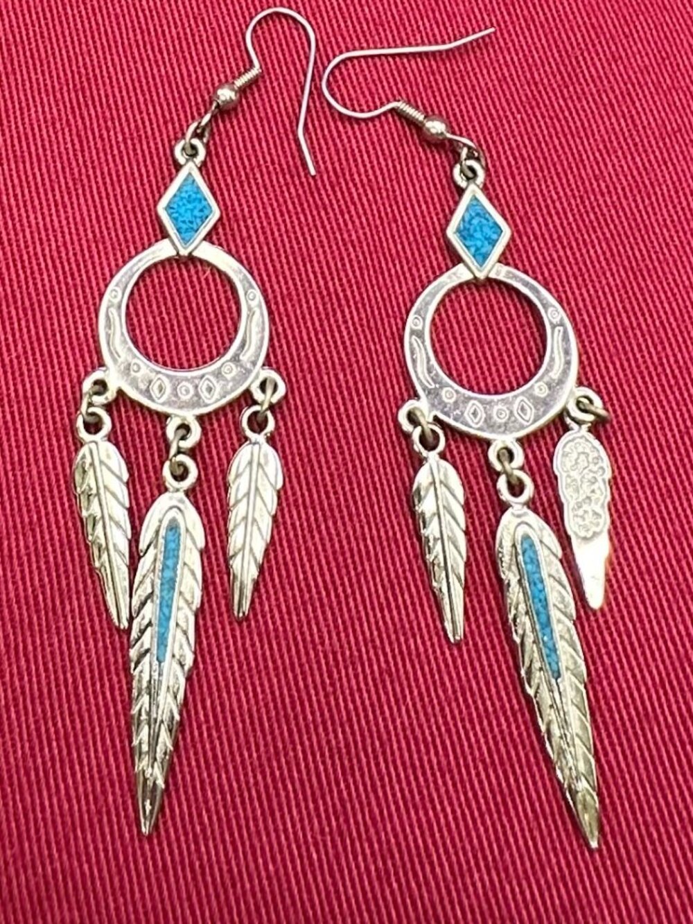 Southwest Native American-Inspired Turquoise Chip Earrings